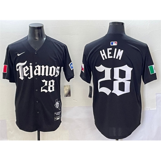 Men's Texas Rangers #28 Jonah Heim Black Gothic Mexico 2025 Vapor Premier Limited Stitched Baseball Jersey - Ujersey