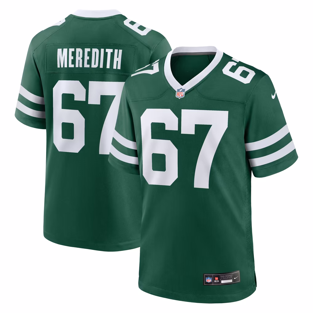 Men's New York Jets Jordan Meredith Nike Legacy Green Team Game Jersey - Ujersey