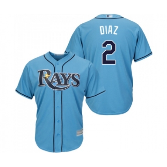 Youth Tampa Bay Rays #2 Yandy Diaz Replica Light Blue Alternate 2 Cool Base Baseball Jersey - Ujersey