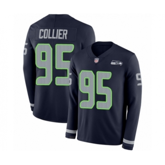 Youth Seattle Seahawks #95 L.J. Collier Limited Navy Blue Therma Long Sleeve Football Jersey - Ujersey