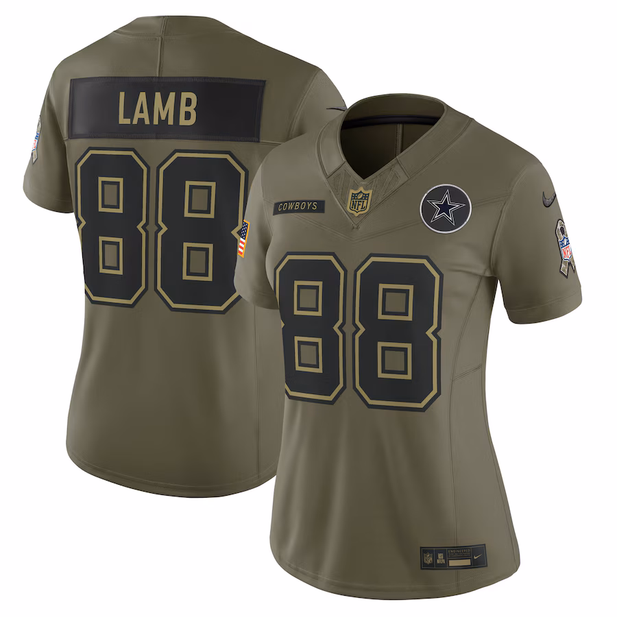 Women's Dallas Cowboys CeeDee Lamb Nike Olive 2025 Salute to Service Limited Jersey - Ujersey