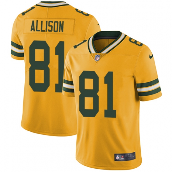 Men's Nike Green Bay Packers #81 Geronimo Allison Limited Gold Rush Vapor Untouchable NFL Jersey - Ujersey