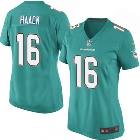 Women's Nike Miami Dolphins #16 Matt Haack Game Aqua Green Team Color NFL Jersey - Ujersey