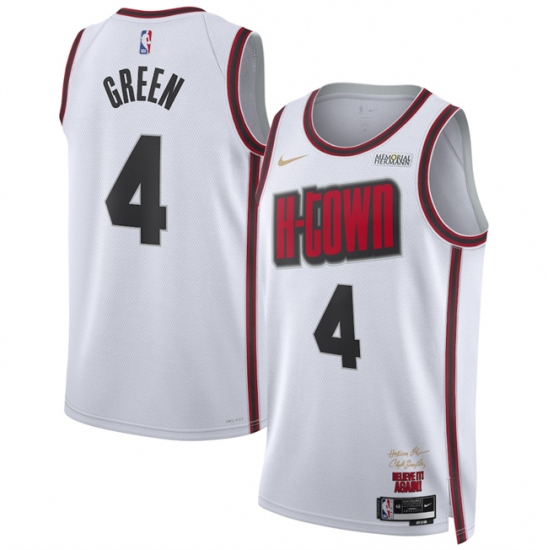 Men's Houston Rockets #4 Jalen Green White 2024-25 City Edition Stitched Jersey - Ujersey