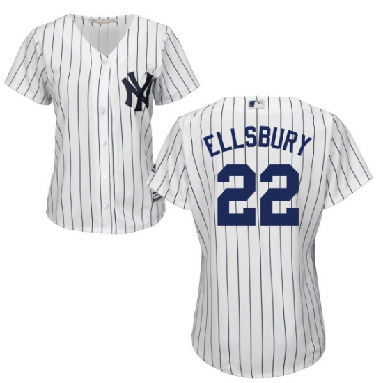 Women's Majestic New York Yankees #22 Jacoby Ellsbury Replica White Home MLB Jersey - Ujersey