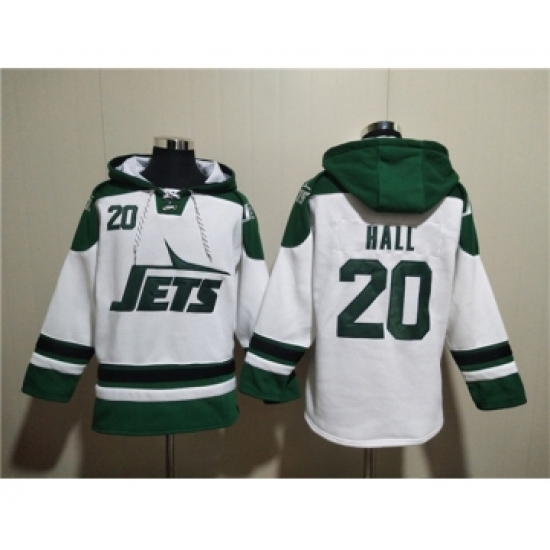 Men's New York Jets #20 Breece Hall White Ageless Must-Have Lace-Up Pullover Hoodie - Ujersey
