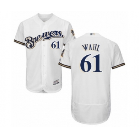 Men's Milwaukee Brewers #61 Bobby Wahl White Alternate Flex Base Authentic Collection Baseball Player Jersey - Ujersey