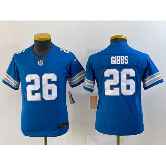 Youth Detroit Lions #26 Jahmyr Gibbs Limited Blue 2024 FUSE Vapor Jersey - Ujersey