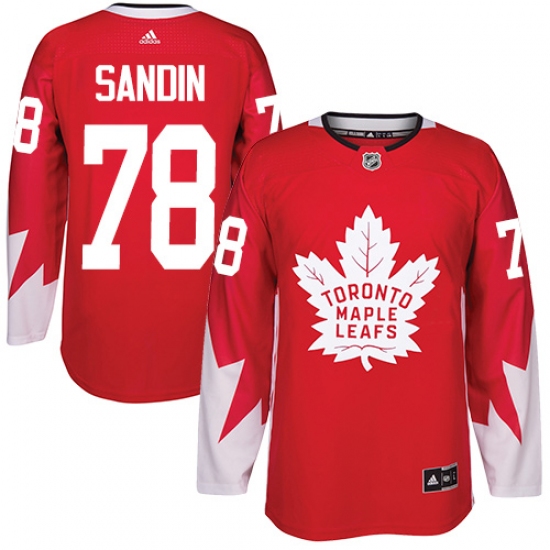 Men's Adidas Toronto Maple Leafs #78 Rasmus Sandin Authentic Red Alternate NHL Jersey - Ujersey