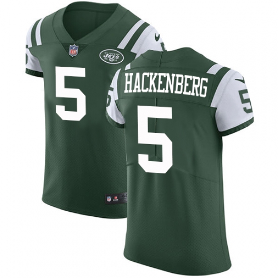 Men's Nike New York Jets #5 Christian Hackenberg Elite Green Team Color NFL Jersey - Ujersey