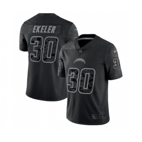 Men's Los Angeles Chargers #30 Austin Ekeler Black Reflective Limited Stitched Football Jersey - Ujersey