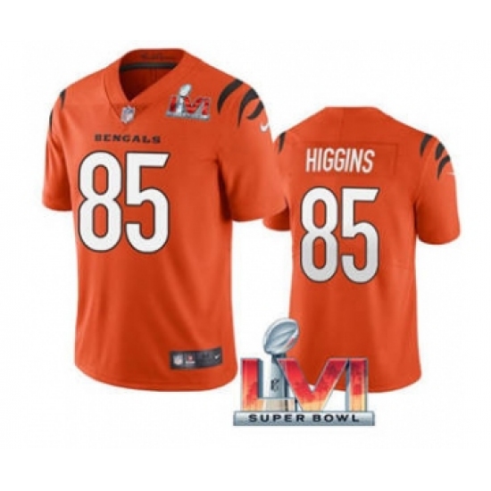 Men's Cincinnati Bengals #85 Tee Higgins Orange 2022 Super Bowl LVI Vapor Limited Stitched Jersey - Ujersey