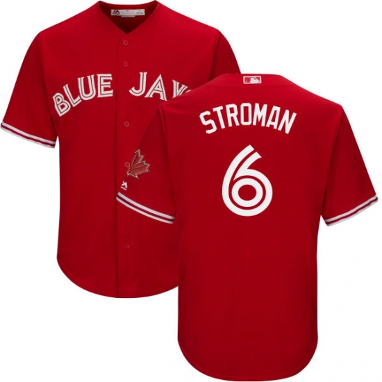 Men's Majestic Toronto Blue Jays #6 Marcus Stroman Replica Scarlet Alternate Cool Base MLB Jersey - Ujersey