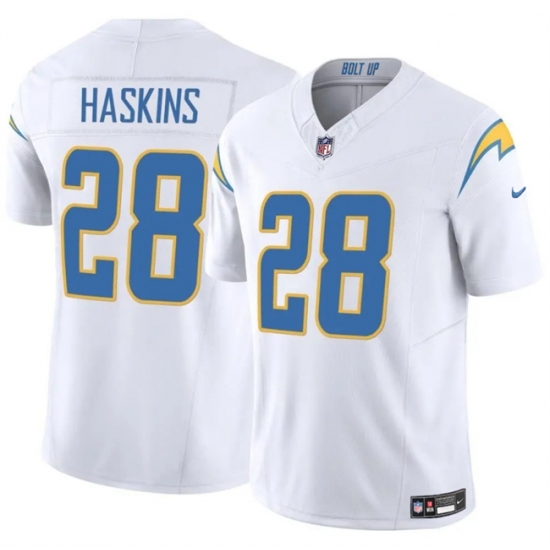 Men's Los Angeles Chargers #28 Hassan Haskins White 2024 F.U.S.E Vapor Limited Stitched Football Jersey - Ujersey