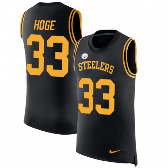 Men's Nike Pittsburgh Steelers #33 Merril Hoge Limited Black Rush Player Name & Number Tank Top NFL Jersey - Ujersey