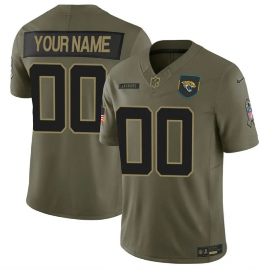 Men's Jacksonville Jaguars Active Player Custom Olive 2025 F.U.S.E. Salute to Service Limited Stitched Football Jersey - Ujersey