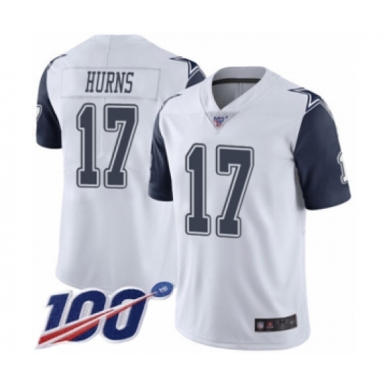 Men's Dallas Cowboys #17 Allen Hurns Limited White Rush Vapor Untouchable 100th Season Football Jersey - Ujersey