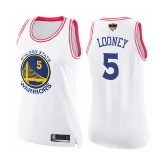 Women's Golden State Warriors #5 Kevon Looney Swingman White Pink Fashion 2019 Basketball Finals Bound Basketball Jersey - Ujersey