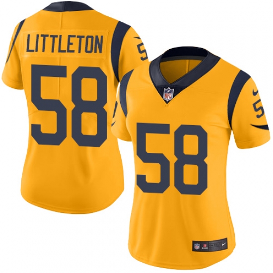 Women's Nike Los Angeles Rams #58 Cory Littleton Limited Gold Rush Vapor Untouchable NFL Jersey - Ujersey