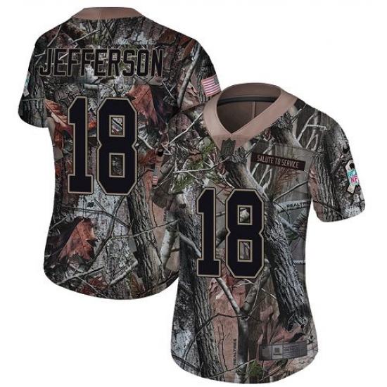 Women's Minnesota Vikings #18 Justin Jefferson Camo Stitched NFL Limited Rush Realtree Jersey - Ujersey