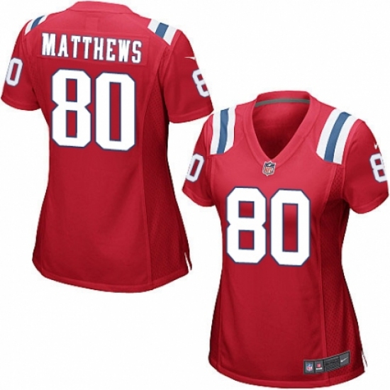 Women's Nike New England Patriots #80 Jordan Matthews Game Red Alternate NFL Jersey - Ujersey