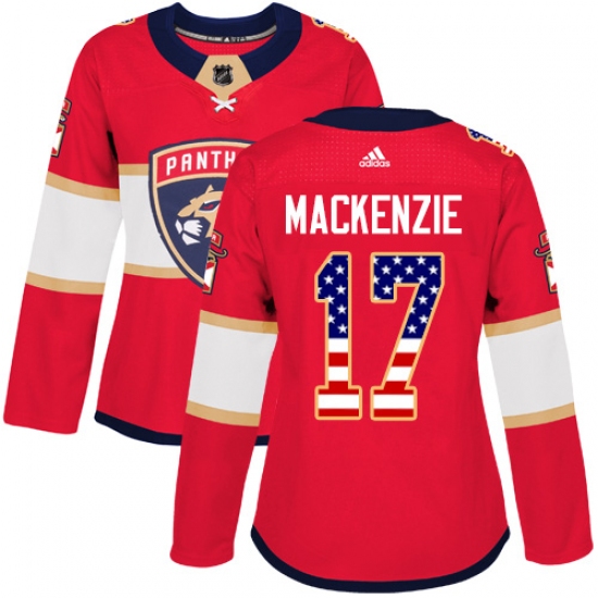 Women's Adidas Florida Panthers #17 Derek MacKenzie Authentic Red USA Flag Fashion NHL Jersey - Ujersey