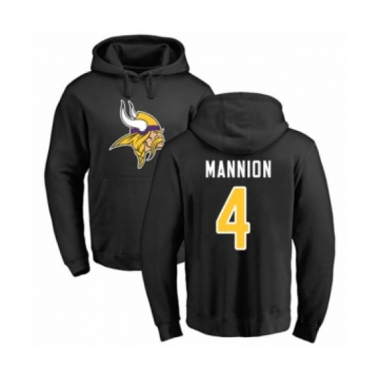 Football Minnesota Vikings #4 Sean Mannion Black Name & Number Logo Pullover Hoodie - Ujersey