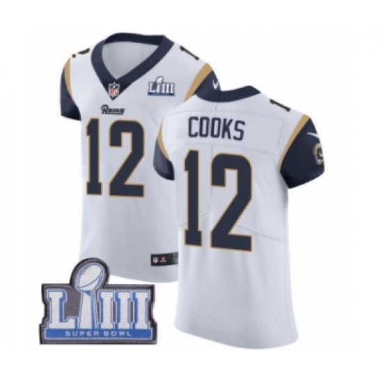 Men's Nike Los Angeles Rams #12 Brandin Cooks White Vapor Untouchable Elite Player Super Bowl LIII Bound NFL Jersey - Ujersey