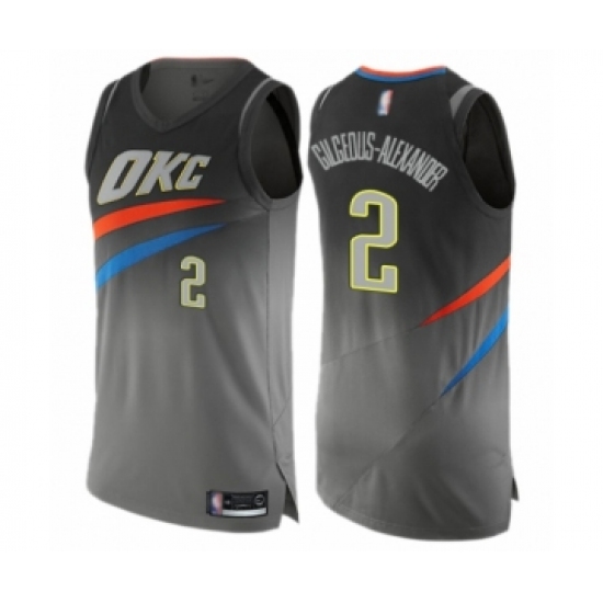 Men's Oklahoma City Thunder #2 Shai Gilgeous-Alexander Authentic Gray Basketball Jersey - City Edition - Ujersey