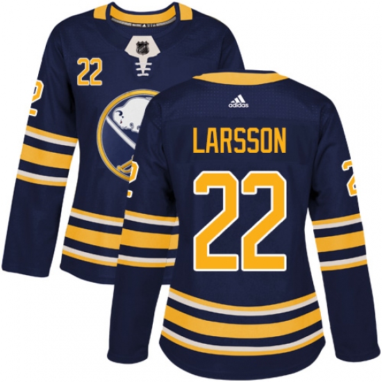 Women's Adidas Buffalo Sabres #22 Johan Larsson Authentic Navy Blue Home NHL Jersey - Ujersey