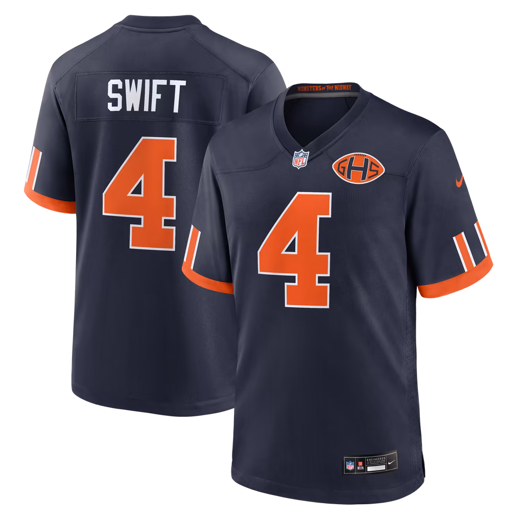 Men's Chicago Bears D'Andre Swift Nike Navy 2026 Rivalries Collection Game Jersey - U-jersey