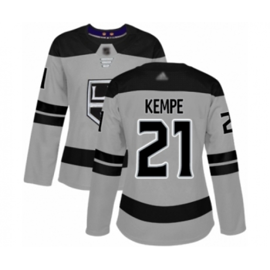 Women's Los Angeles Kings #21 Mario Kempe Authentic Gray Alternate Hockey Jersey