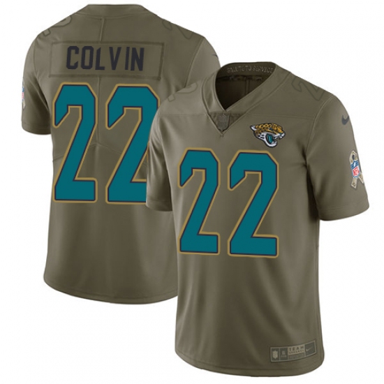 Men's Nike Jacksonville Jaguars #22 Aaron Colvin Limited Olive 2017 Salute to Service NFL Jersey - Ujersey
