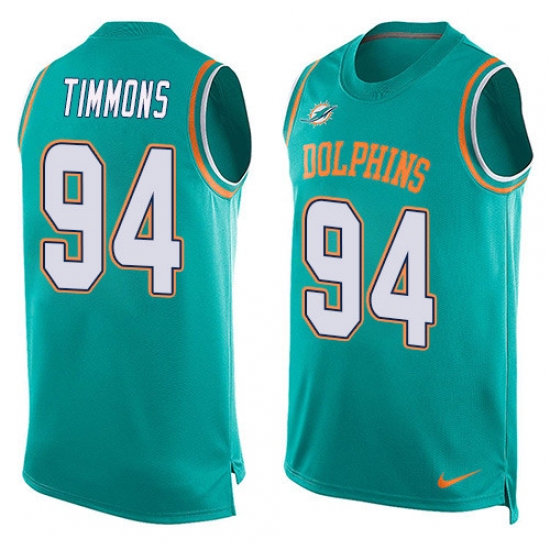 Men's Nike Miami Dolphins #94 Lawrence Timmons Limited Aqua Green Player Name & Number Tank Top NFL Jersey - Ujersey