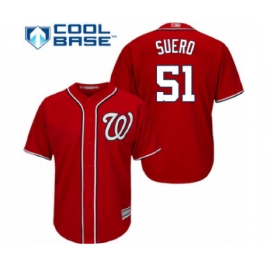 Youth Washington Nationals #51 Wander Suero Authentic Red Alternate 1 Cool Base Baseball Player Jersey