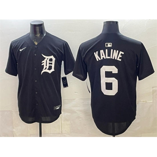 Men's Detroit Tigers #6 Al Kaline Black Limited Stitched Baseball Jersey - Ujersey
