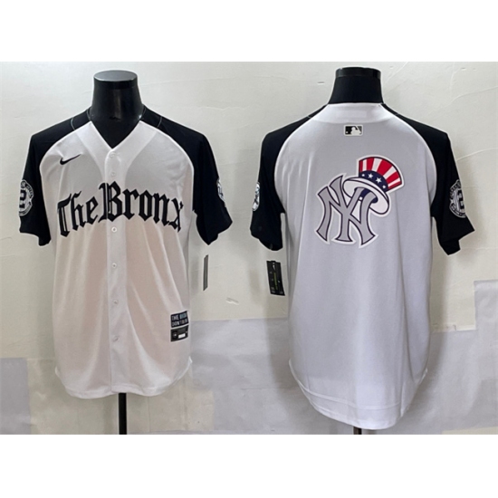 Men's New York Yankees Team Big Logo White Black 'Gothic Legacy Edition' Vapor Premier Limited Stitched Baseball Jersey - ujerseystore