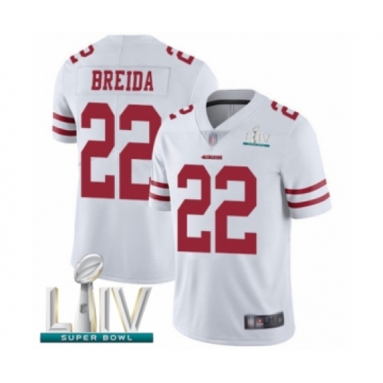 Youth San Francisco 49ers #22 Matt Breida White Vapor Untouchable Limited Player Super Bowl LIV Bound Football Jersey - Ujersey