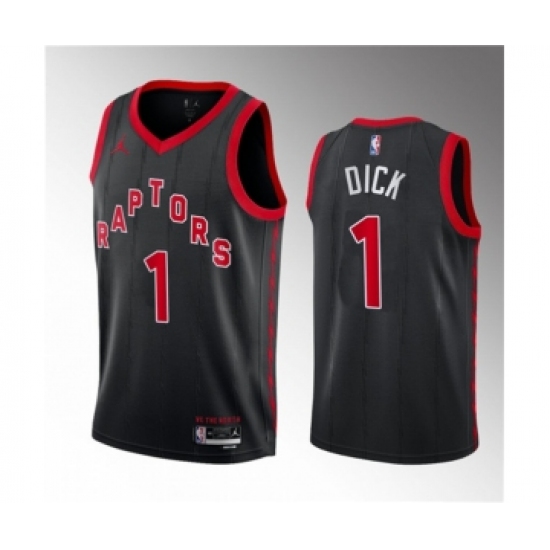 Men's Toronto Raptors #1 Gradey Dick Black 2023 Draft Statement Edition Stitched Basketball Jersey - Ujersey