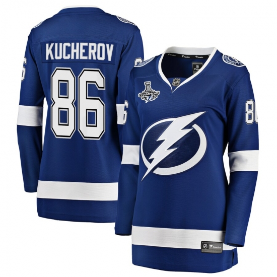 Women's Tampa Bay Lightning #86 Nikita Kucherov Fanatics Branded Blue Home 2020 Stanley Cup Champions Breakaway Jersey - Ujersey