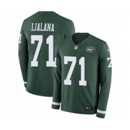 Youth Nike New York Jets #71 Ben Ijalana Limited Green Therma Long Sleeve NFL Jersey - Ujersey