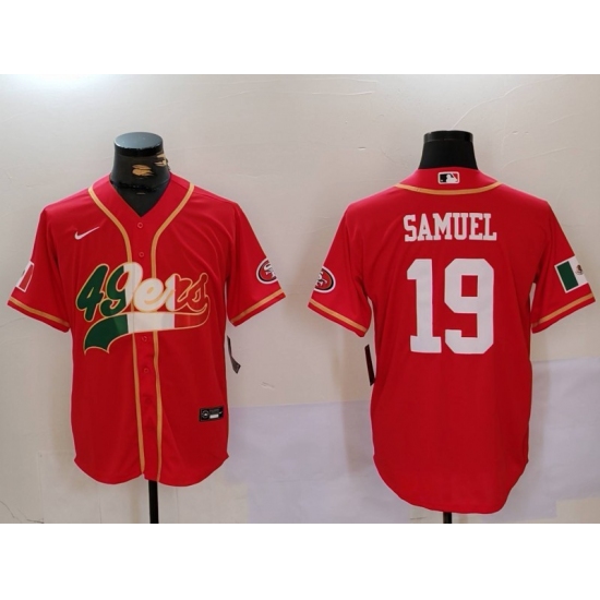 Men's San Francisco 49ers#19 Deebo Samuel Red With Cool Base Stitched Baseball Jerseys - Ujersey