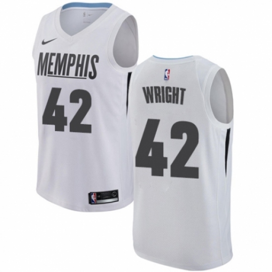 Men's Nike Memphis Grizzlies #42 Lorenzen Wright Authentic White NBA Jersey - City Edition - Ujersey