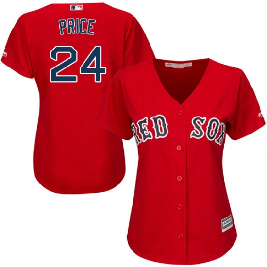 Women's Majestic Boston Red Sox #24 David Price Authentic Red Alternate Home MLB Jersey - Ujersey