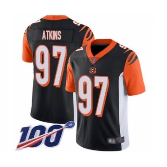 Men's Cincinnati Bengals #97 Geno Atkins Black Team Color Vapor Untouchable Limited Player 100th Season Football Jersey - Ujersey
