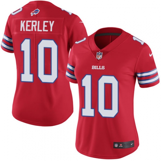 Women's Nike Buffalo Bills #10 Jeremy Kerley Limited Red Rush Vapor Untouchable NFL Jersey - Ujersey
