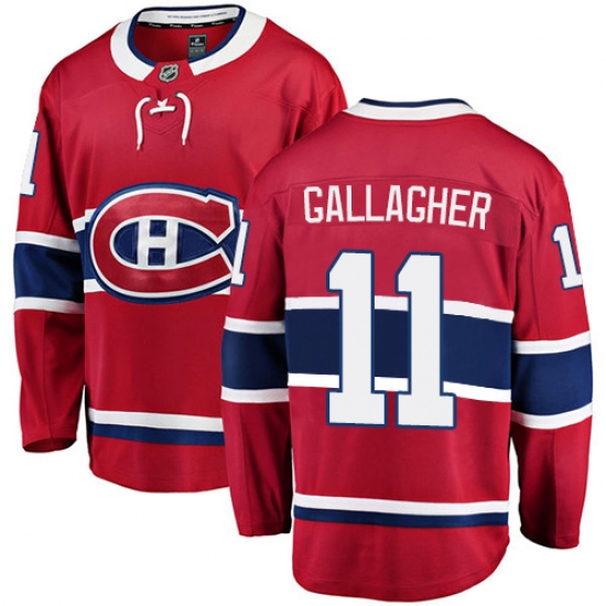 Men's Montreal Canadiens #11 Brendan Gallagher Authentic Red Home Fanatics Branded Breakaway NHL Jersey - Ujersey