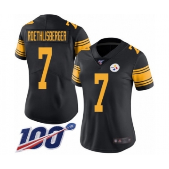 Women's Pittsburgh Steelers #7 Ben Roethlisberger Limited Black Rush Vapor Untouchable 100th Season Football Jersey - Ujersey