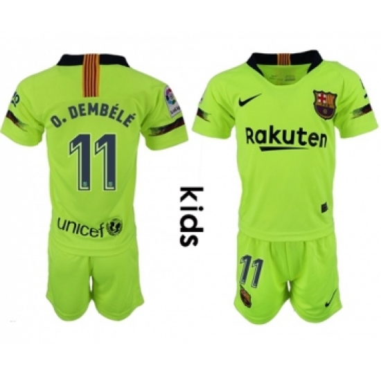 Barcelona #11 O.Dembele Away Kid Soccer Club Jersey