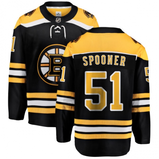 Men's Boston Bruins #51 Ryan Spooner Authentic Black Home Fanatics Branded Breakaway NHL Jersey - Ujersey
